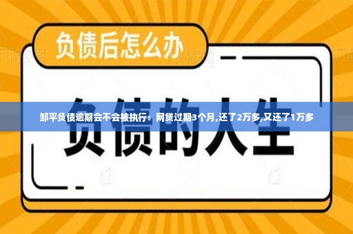 邹平负债逾期会不会被执行：网贷过期3个月,还了2万多,又还了1万多