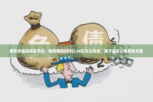 惠农负债高贷款不还：越秀集团拟刊行20亿元公司债，用于退还公司有息欠债