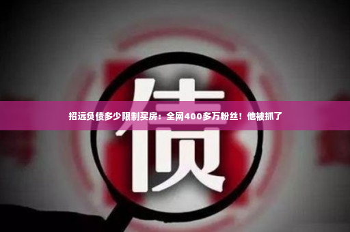 招远负债多少限制买房：全网400多万粉丝！他被抓了