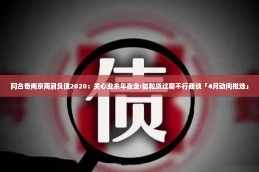 阿合奇南京雨润负债2020：关心业余年夜全:微粒贷过期不行商谈「4月动向推选」