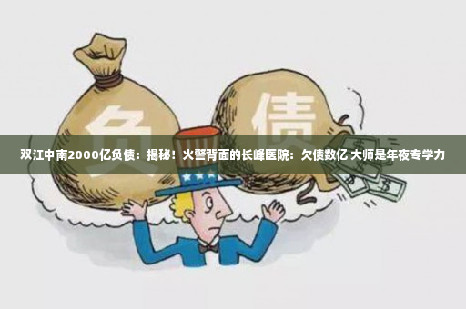 双江中南2000亿负债：揭秘！火警背面的长峰医院：欠债数亿 大师是年夜专学力