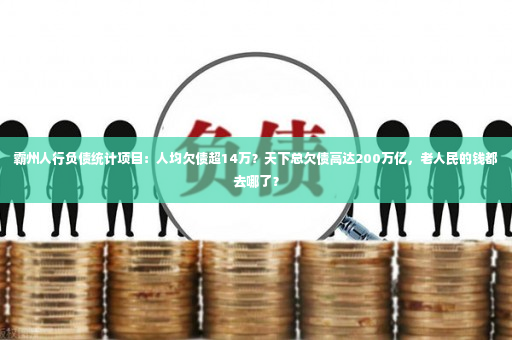 霸州人行负债统计项目：人均欠债超14万？天下总欠债高达200万亿，老人民的钱都去哪了？