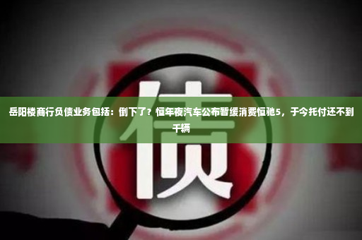 岳阳楼商行负债业务包括：倒下了？恒年夜汽车公布暂缓消费恒驰5，于今托付还不到千辆