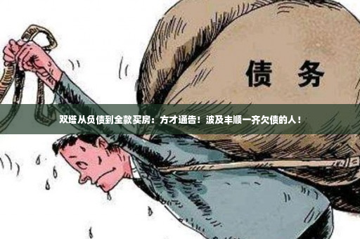 双塔从负债到全款买房：方才通告！波及丰顺一齐欠债的人！