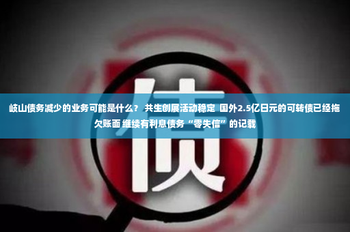 岐山债务减少的业务可能是什么？ 共生创展活动稳定  国外2.5亿日元的可转债已经拖欠账面 继续有利息债务“零失信”的记载