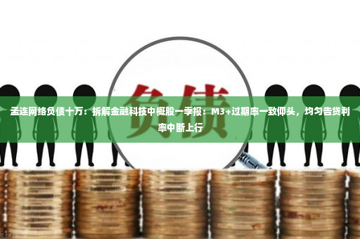 孟连网络负债十万：拆解金融科技中概股一季报：M3+过期率一致仰头，均匀告贷利率中断上行