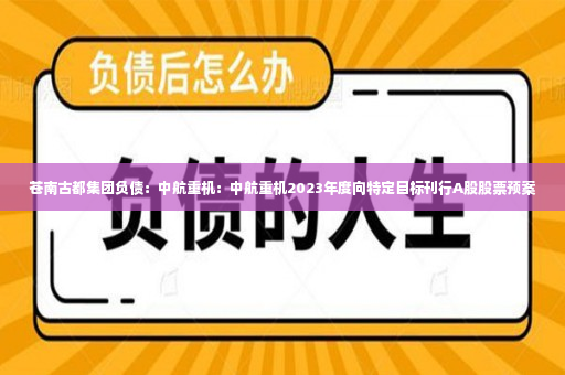 苍南古都集团负债：中航重机：中航重机2023年度向特定目标刊行A股股票预案