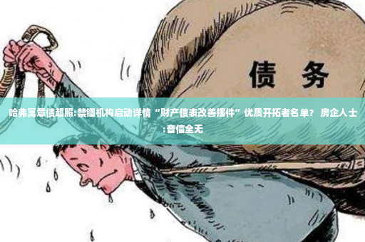 哈弗寓意债超照:禁锢机构启动详情“财产债表改善摆件”优质开拓者名单？ 房企人士:音信全无