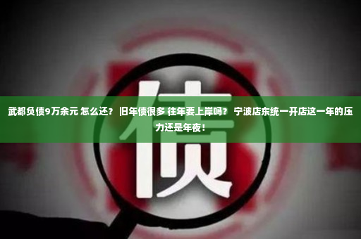 武都负债9万余元 怎么还？ 旧年债很多 往年要上岸吗？ 宁波店东统一开店这一年的压力还是年夜！