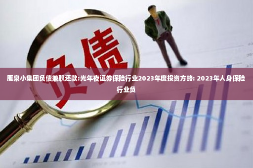 鹿泉小集团负债兼职还款:光年夜证券保险行业2023年度投资方略: 2023年人身保险行业负