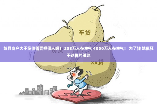 魏县资产大于负债需要担保人吗？ 208万人在生气 4000万人在生气！ 为了钱 她疯狂于这样的田地