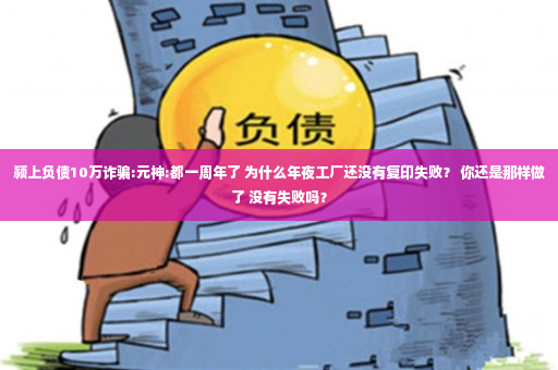 颍上负债10万诈骗:元神:都一周年了 为什么年夜工厂还没有复印失败？ 你还是那样做了 没有失败吗？