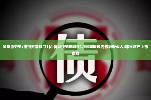 金堂债务史:钱银资本缺口1亿 有息债务总额44.1亿皇庭境内恢复好心人:部分财产上市自救