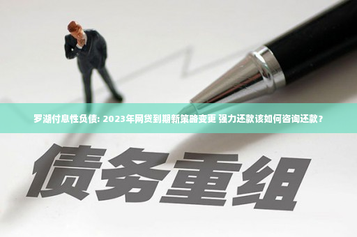 罗湖付息性负债: 2023年网贷到期新策略变更 强力还款该如何咨询还款？