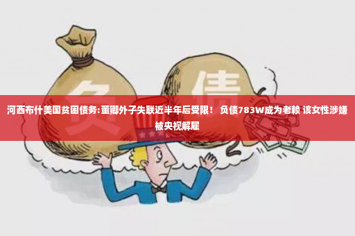 河西布什美国贫困债务:董卿外子失联近半年后受限！ 负债783W成为老赖 该女性涉嫌被央视解雇