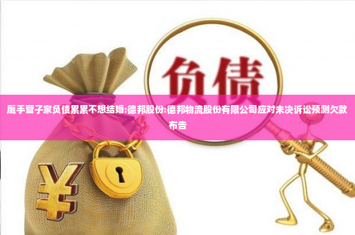 鹰手营子家负债累累不想结婚:德邦股份:德邦物流股份有限公司应对未决诉讼预测欠款布告