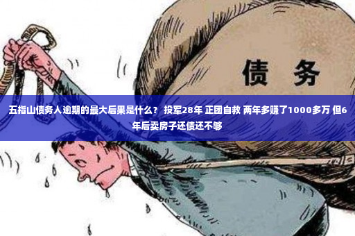 五指山债务人逾期的最大后果是什么？ 投军28年 正团自救 两年多赚了1000多万 但6年后卖房子还债还不够