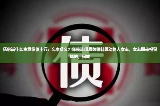 伍家岗什么生意负债十万：忘本负义？年夜连须眉欠债料理动物人女友，女友醒来报警抓他，何故