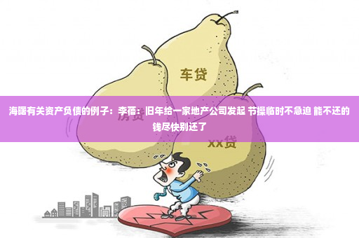 海曙有关资产负债的例子：李蓓：旧年给一家地产公司发起 节操临时不急迫 能不还的钱尽快别还了